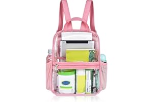 Mildbeer Small Clear Backpack, Stadium Approved 12x12x6 Clear Backpack for Women with 2 Bottle Holders for Festival Concert Travel Sport Games Venues