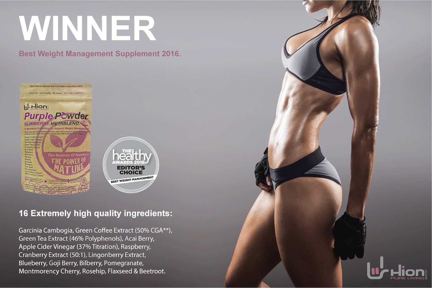 Hion Purple Powder - SLIMBERRY METABLEND Award-Winning UK-Made Superfood Blend, 150 g (Pack of 1) - Image 4
