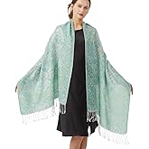 Paisley Pashmina Rave Shawl Scarf-Women's Reversible Ethnic Jacquard Pashmina Wraps for Travel