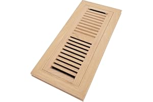 Homewell Red Oak Wood Floor Register, Flush Mount Vent with Damper, 4x12 Inch, Unfinished