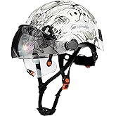 SAFEBUILDER Construction Safety Helmet with Build-in Visor ABS Hard Hat with Visor Adjustable Ventilation Hardhats Work Head Protection ANSI/ISEA Z89.1