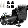Hitgrand 2HP Self Primming Pool Pump, Inground Above Ground Swimming Pool Pump Upgraded 110V/220V Dual Voltage, 1500W 60HZ Single Speed Pumps with Strainer Basket Silent Operation