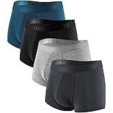 KNITLORD Mens Underwear Bamboo Viscose Breathable Boxer Briefs Short Leg Trunks 4 Pack (L)