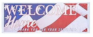 Juvale Welcome Home Deployment Banner - American Flag Decorations for Military, Army, Soldier, Marine, Navy, and USMC, 62.2 x 22 Inches