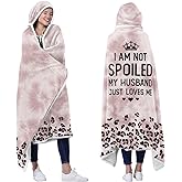 Spoiled Wife Fleece Wearable Blanket Hoodie - Valentines Day Gifts for Her Wife Gifts for Wife from Husband - Birthday Wife Gifts Ideas