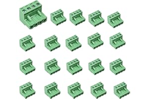 kuosbiu 20 PCS 4 Pin 5.08mm Pitch Pluggable PCB Screw Terminal Block Phoenix 4 Pin Male Plug for 24-12AWG