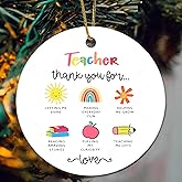 Teacher Christmas Ornaments 2025 - Thank You Appreciation Keepsake Ideas for New Teachers, Daycare, Preschool, Kindergarten - End of Year, Retirement, Back to School (H42)
