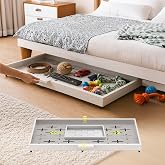 Fokyfok Under Bed Drawers,Under Bed Storage,Under Couch Drawer,1PC | 3 inch tall,Wheeled,Expandable,Slim,Shallow,19"-30" x 14"-22",Helps Keep Pet Toys from Rolling Under Furniture,Handle