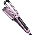Wavytalk Curling Iron Beachy Waver, Hair Crimpers with 3 Barrel, Ceramic Curling Wand Adjustable Temperature Easy Waves, Dual Voltage, Pink