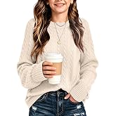 Seiciviy Girls Sweaters Fall Cable Knit Tops Teen Long Sleeve Winter Shirts | Kids Cute Sweater Tween Trendy Crew Neck Casual Cozy Fashion School Pullover Chunky Outfits Christmas Clothing