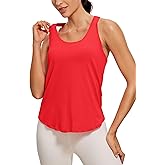 CRZ YOGA Pima Cotton Racerback Tank Tops for Women - Workout Athletic Casual Soft Scoop Neck Sleeveless Shirts