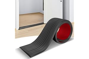 MANGUO Q Threshold Ramps for Doorways Self-Adhesive Natural Rubber Power Wheelchair Ramp Adjustable & Cuttable, for Doorways,Sweeper, Power Scooters, Bathroom (Black, 3” Wide x 6.6' Long)