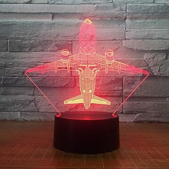 3D-Illusionslampe Led Nachtlicht Flugzeug Home Decor 7 Farbwechsel USB