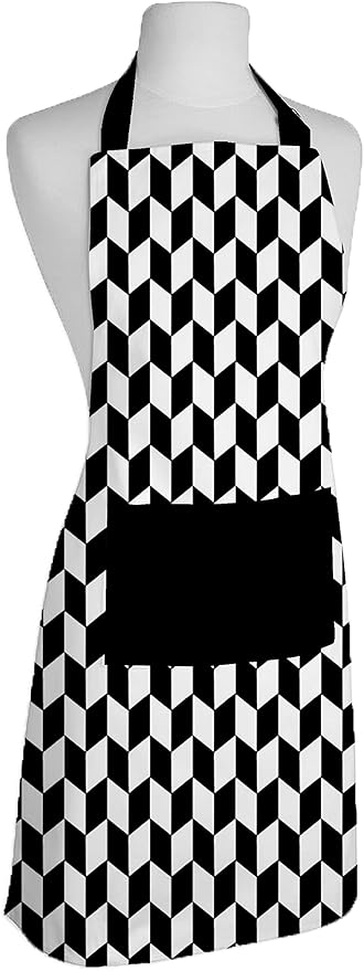 Airwill, 100% Cotton Designer Printed Aprons, Sized 65cm in Width & 80cm in Length with 1 Center Pocket, Adjustable Buckle on Top and 2 Long Ties On Both 2 Sides. Pack of 1 piece