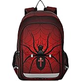 Glaphy Spider Web Red Backpack School Backpack Lightweight Laptop Backpack Students Book Bag with Reflective Stripes