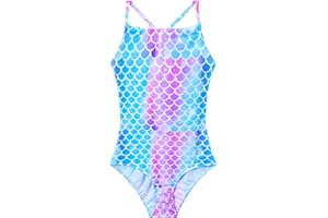 Snowheart Girls Swimsuit One Piece Halter Bathing Suit Colorful Print Kids Summer Beach Swimwear for 3-12 Years Old