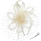 LED Light up Fascinator Hats Kentucky Fascinator Derby Flower Headband Feather Mesh Wedding Hair Clip for Women