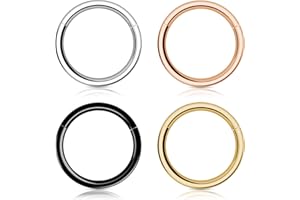 Hoop Nose Ring for Women Men, Kucheed 316L Surgical Steel Sleeper Hoop Earrings Septum Clickers Hinged Segment Ring 6/8/10/12