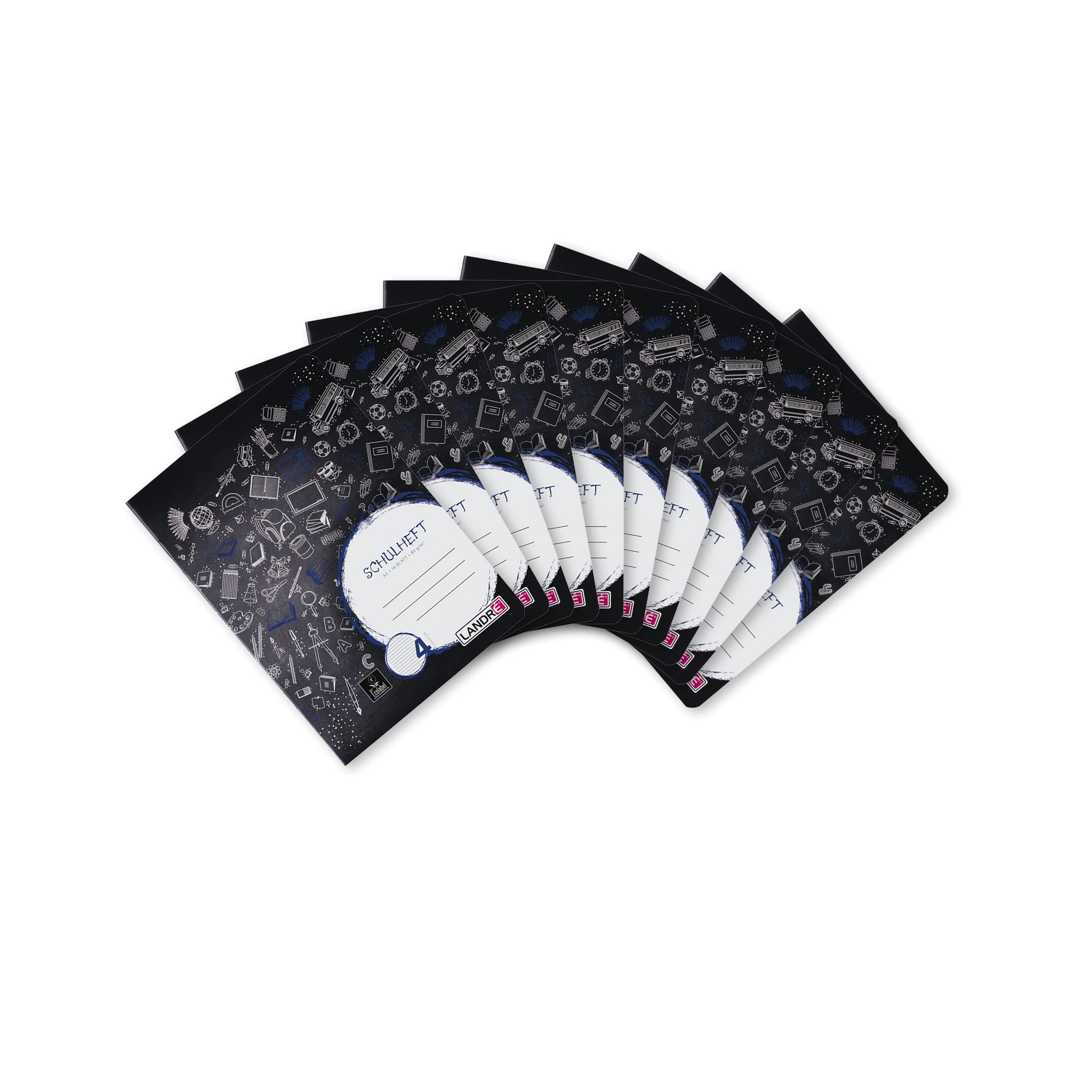 Landre Notepad A5 for All Standard Letterings 80 g/m² Fine Wood Writing Paper Pack of 10 3 Assorted Designs 16 Blatt