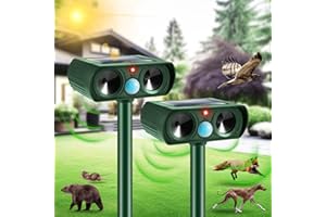Jahy2Tech 2 Pack Ultrasonic Animal Repellent Outdoor Cat Deterrent Deer Repellent Devices Solar Animal Repeller Cat Repellent Squirrel Rabbit Repellent Raccoon Repellent with PIR Motion Sensor