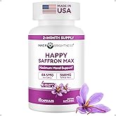 Saffron Supplements 88.5mg plus Magnesium, Ashwagandha & L-Theanine – Happy Saffron Max – Boost Energy & Mood, Support Eye & Heart Health – 60 Veg Capsules, Non-GMO, Made in USA, 2-Month Supply