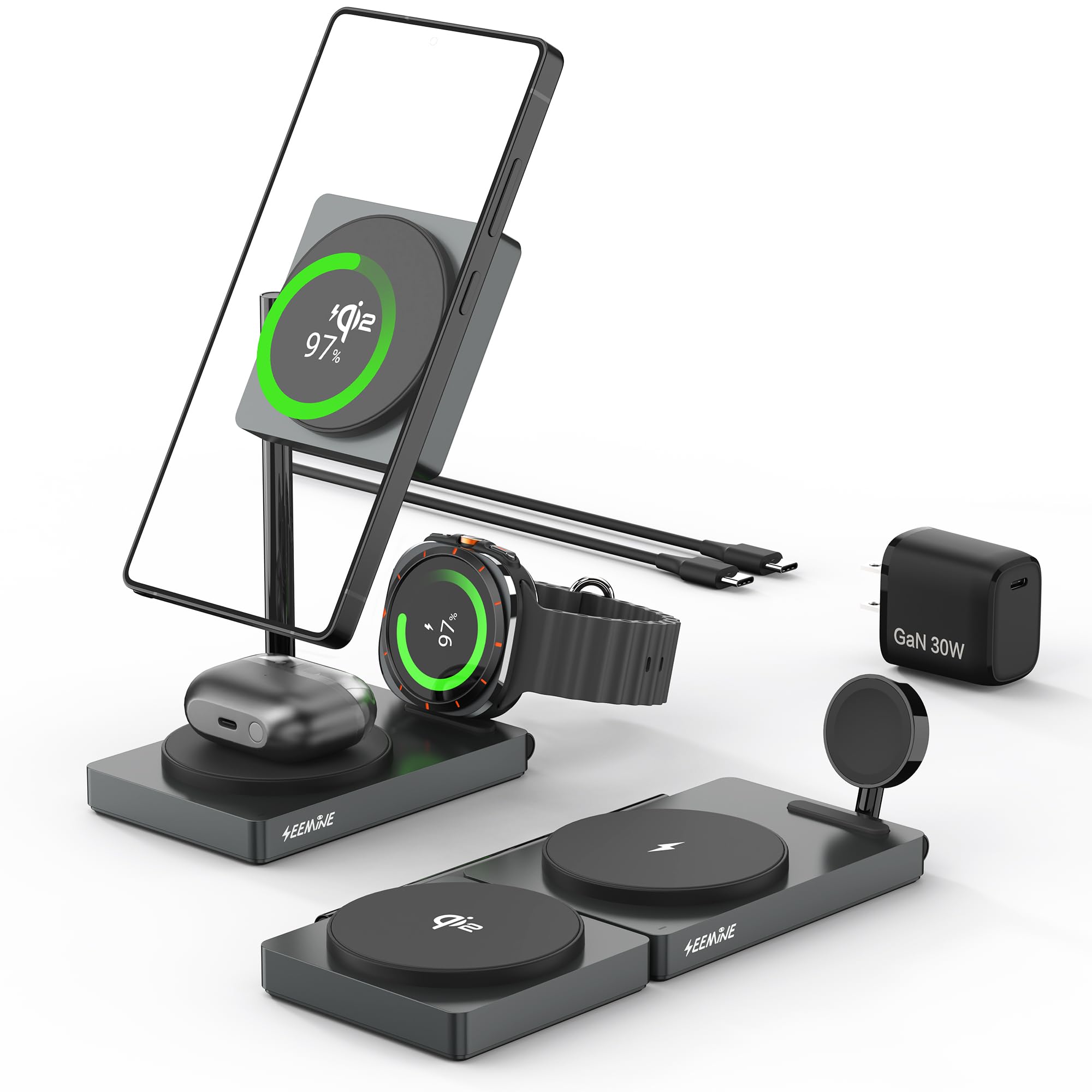 Photo 1 of BRIMFORD 3 in 1Charging Station for Samsung Galaxy S25, Aluminum Magnetic Charger Foldable for Samsung Galaxy S25 Ultra/S24/Z Fold 7/Flip 7/Galaxy Watch 8/7/Ultra, Galaxy Buds/Pro