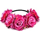 DreamLily Women's Hawaiian Stretch Rose Flower Headband Floral Crown for Garland Party BC12