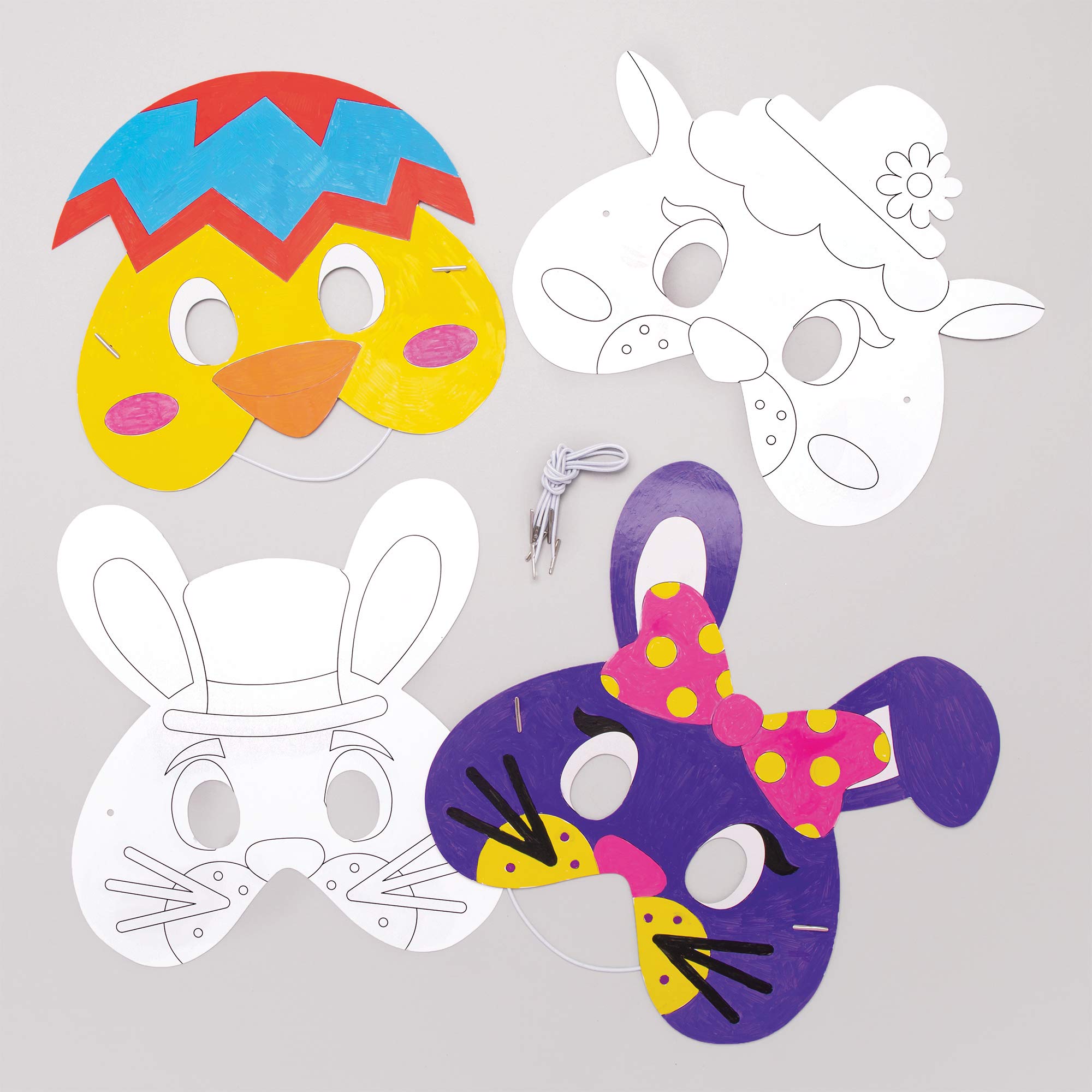 Baker Ross Easter Colour In Masks - Pack of 8, Kids Crafts (AT455)