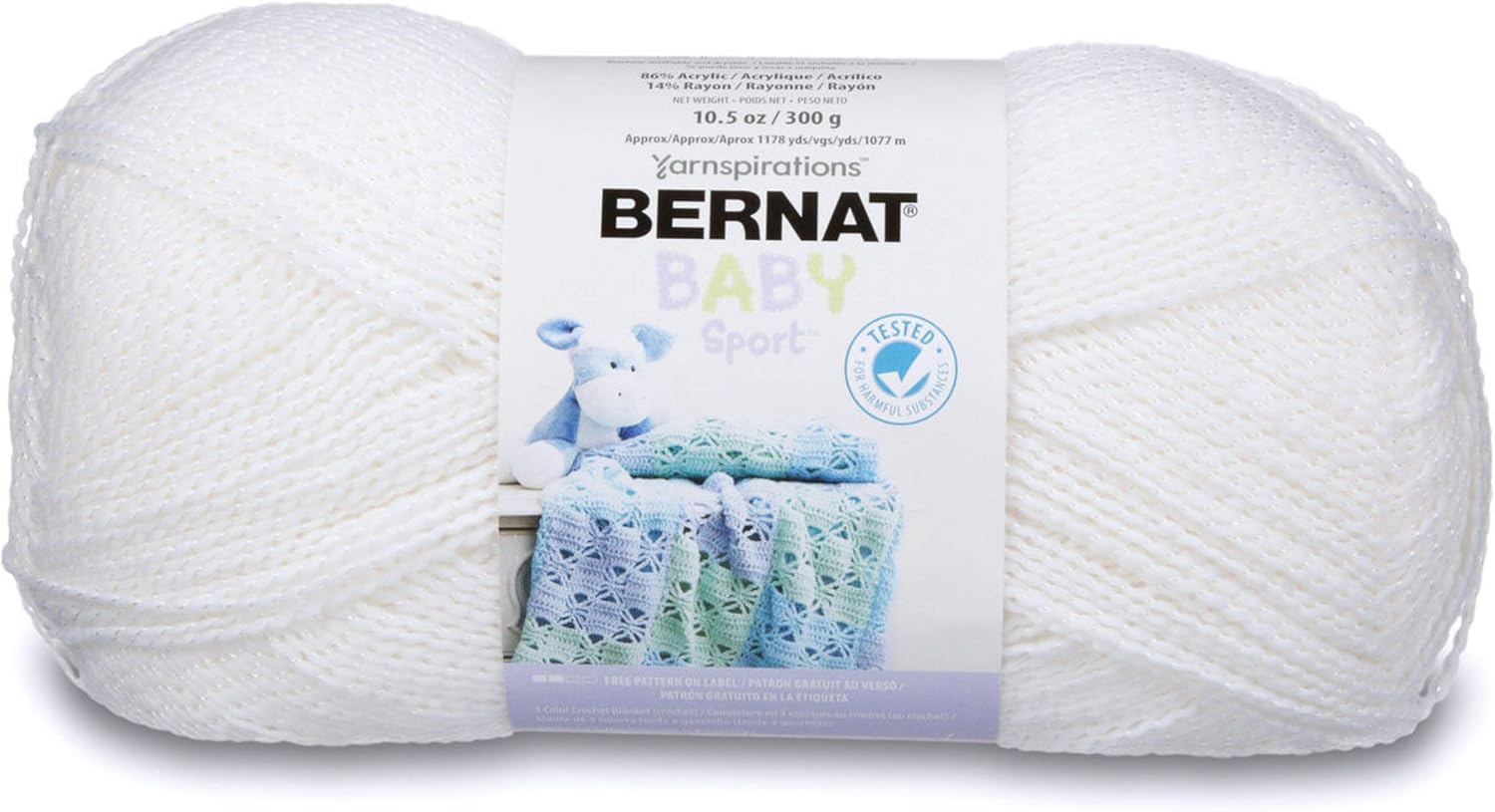 Spinrite Bernat Baby Big Ball Sport Sparkle Yarn, 10.5 Ounce, White, 10