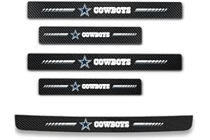 Aollpu 4Pcs Door Sill Plate Protectors and 1PC Car Rear Bumper Protector Sticker, for Football Fans Car Accessories