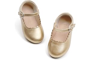 Tegeek Toddler Girls Vintage Mary Jane Shoes Party Ballet Flats with Shiny Patent Leather