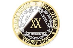 GOSIN AA Sobriety Coin – Exquisite AA Anniversary Coins, Medallions & Chips – The Perfect Sober Gift for AA Recovery and Clean Milestones (Twenty Years)