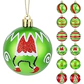 12 Pcs Christmas Decorations Indoor, 2.4" Christmas Ornaments for Tree Glittering Hanging Christmas Tree Decorations Red Green Christmas Ornaments Balls for Xmas Party Home Decor