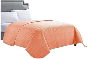 HollyHOME Solid Color Bed Quilt Spring Summer Coral Bedspread 86"x96" for Full/Queen Size Bed