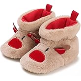 ATMEET Infant Newborn Baby Girls Boys Christmas Boots Soft Sole Crib Fleece Prewalker Shoes Footwear Winter Warm Booties