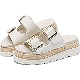 Yavero Womens Platform Sandals Espadrilles Slide Sandals with Double Buckles Comfortable Open Toe Summer Vacation Sandals