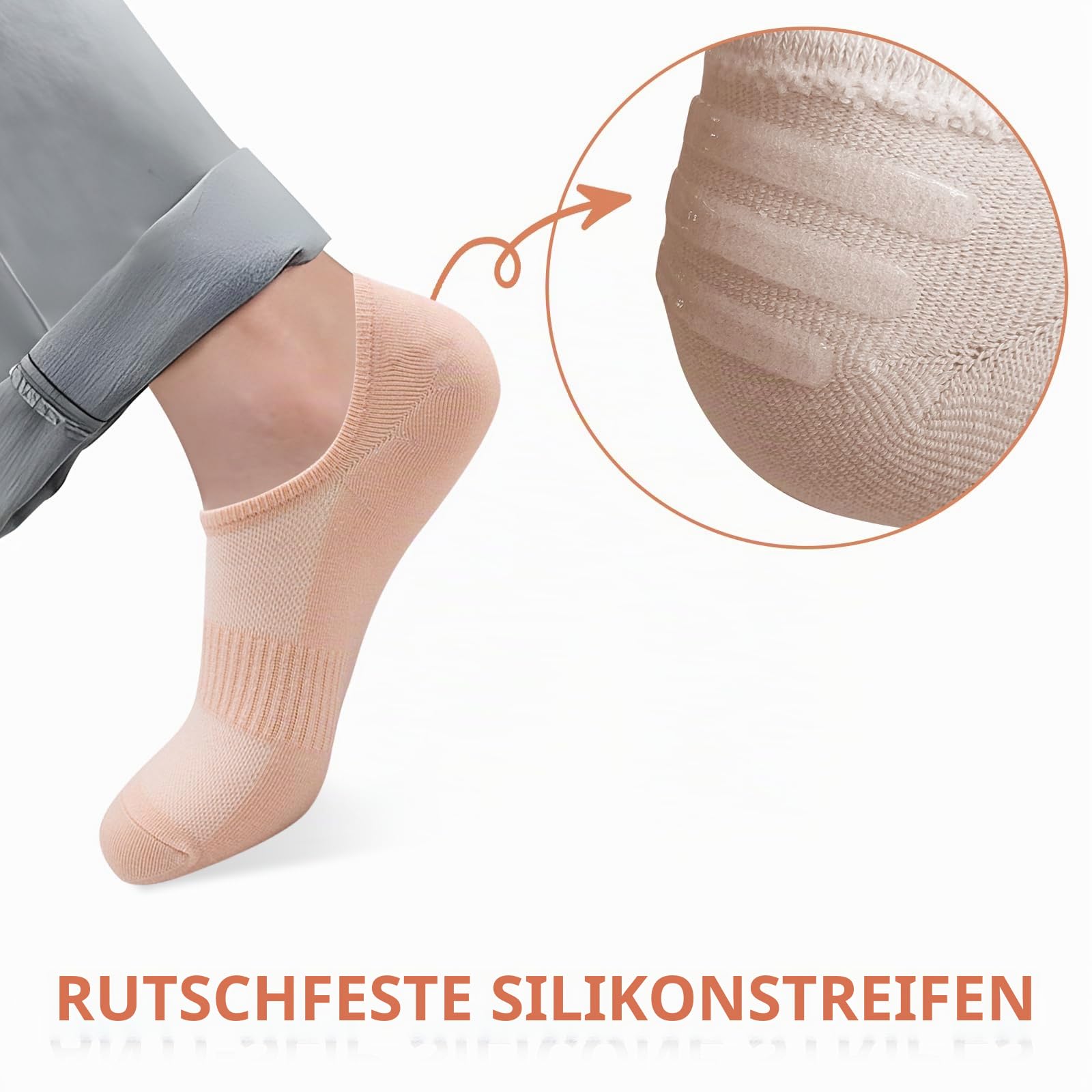 6 Paar Sneaker Socken Damen 35-38 Füßlinge Baumwolle für Loafer Mokassins 4