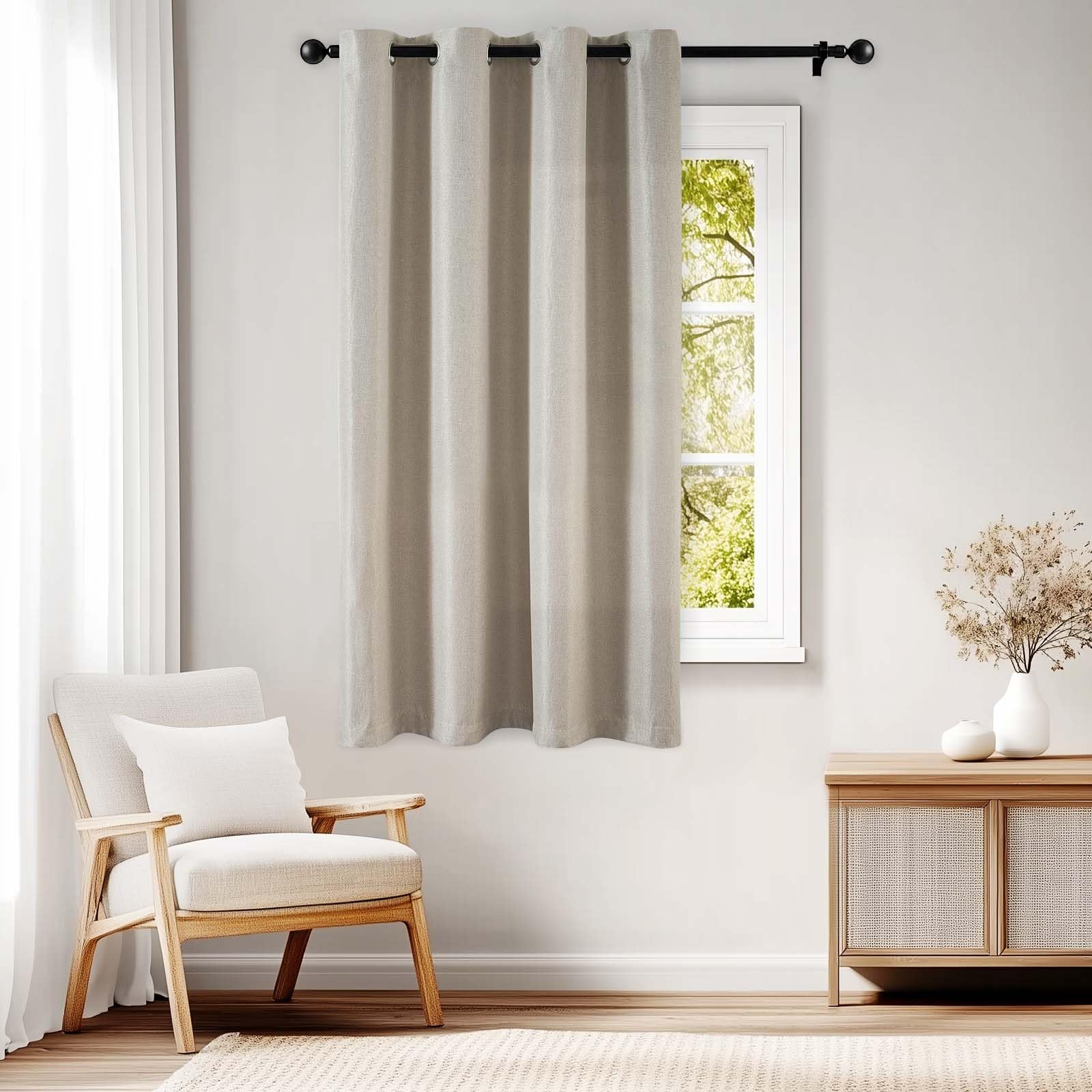 jinchan Linen Textured Curtain 72 Inch Long for Living Room Light ...