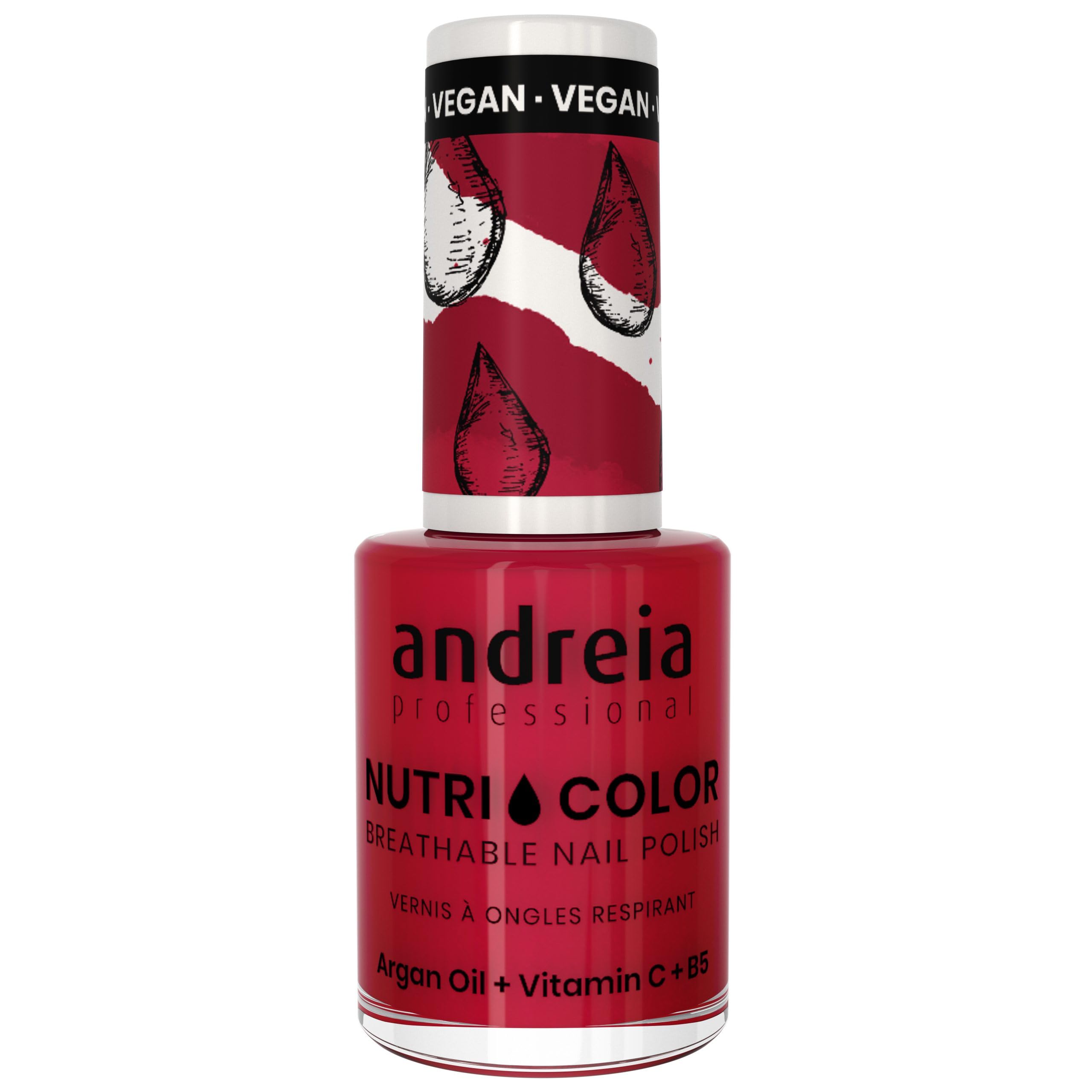Andreia Professional NutriColor Breathable Nail Polish - Vegan and Cruelty-Free DIY Nail Art Nail Polish with Long Lasting Gloss Finish Colour NC32 Bordeaux 10.5ml