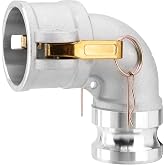 Venussar DA2020 Type DA Cam and Groove Hose Fitting | 2" Female Camlock x 2" Male Camlock, 90 Degree Elbow, 250PSI, Aluminum Material