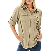 Toumett Women's UPF 50 Long Sleeve Sun Protection Shirts Safari Fishing Hiking