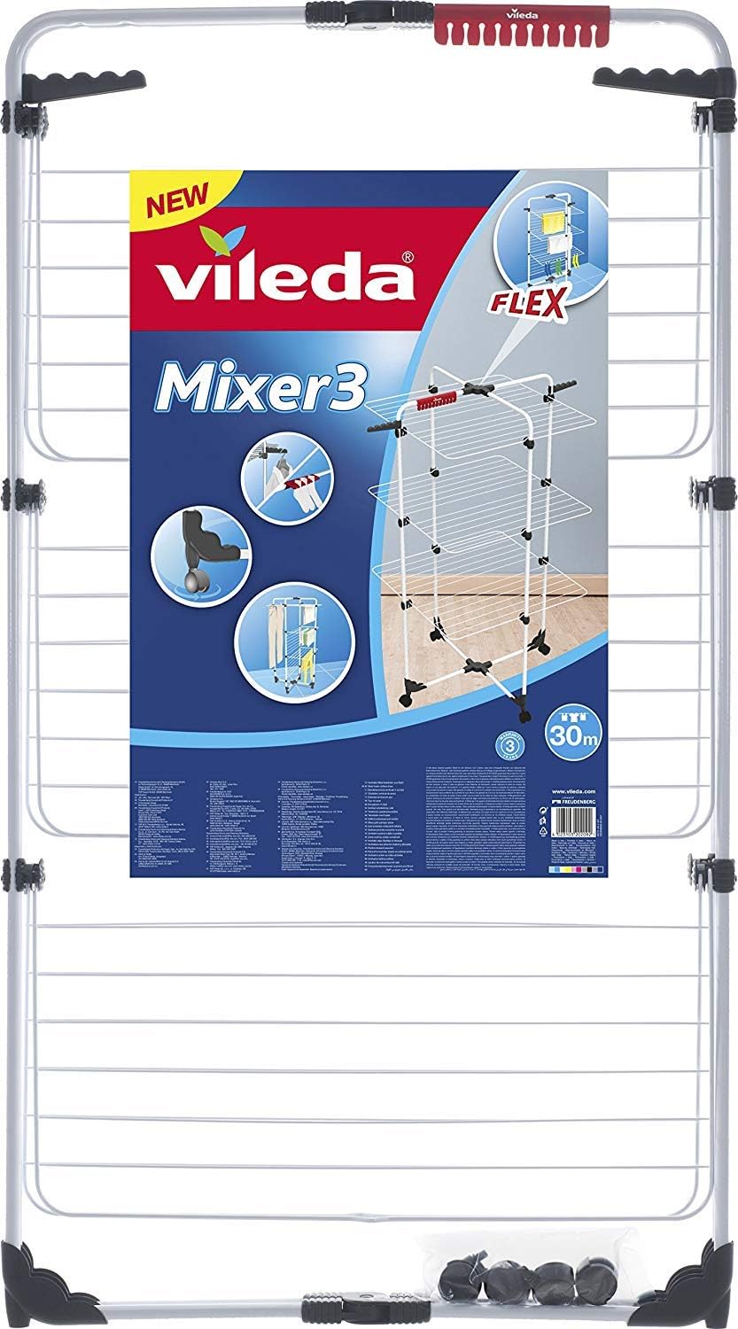 Vileda Mixer 3 Tower Airer, White, 5 x 71 x 127.5 cm - Image 3