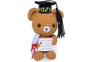 MSEHKM Handmade 2025 Graduation Gift Graduation Bear Emotional Care Stuffed Plush Bear Cute Crochet Decorations Class of 2025 Grad Present Thoughtful Gift for College Graduates