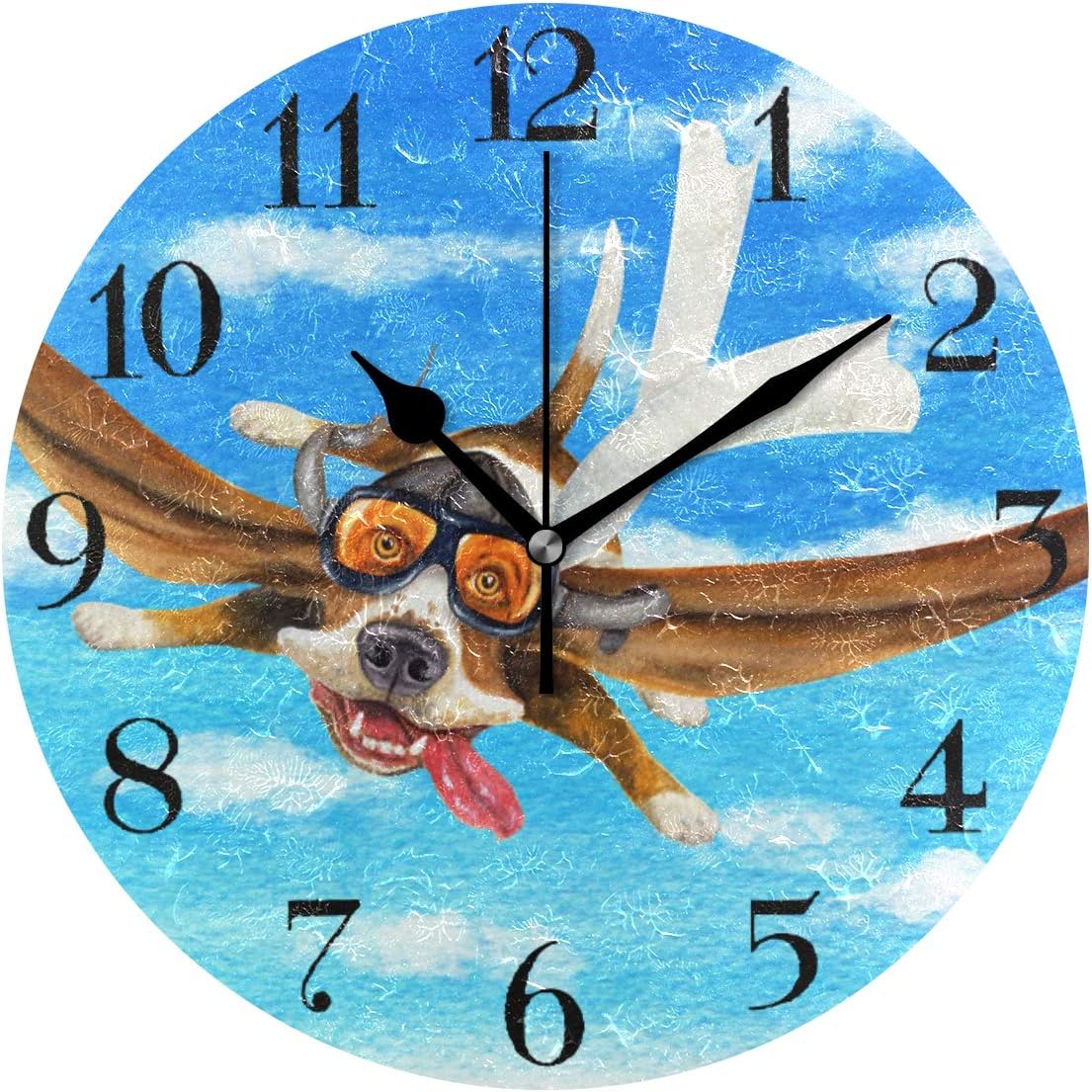 susiyo Funny Dog Wall Clock 9.8 Inch Silent Round Wall