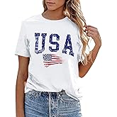 USA Flag Tee Shirt Women 4th of July Gift T Shirt Casual Short Sleeve American Proud T-Shirt Tops