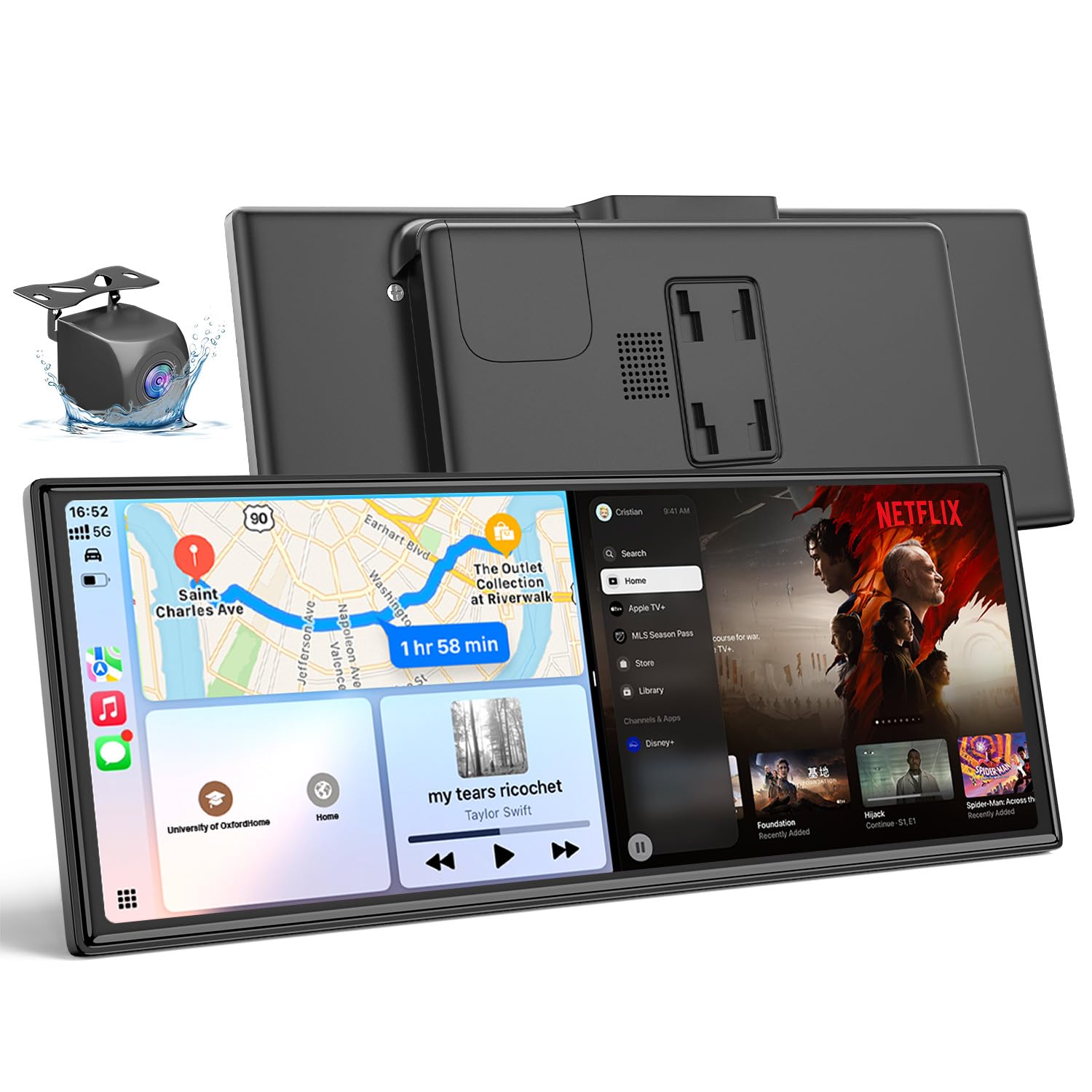 Photo 1 of HKA1 Carplay Screen for Car with Netflix/YouTube, True 10.26'' Wireless Apple CarPlay & Android Auto Touchscreen with 1080P Backup Camera, Apple Car Play, Built-in Apps,Split-Screen,Dual WiFi,GPS,Siri