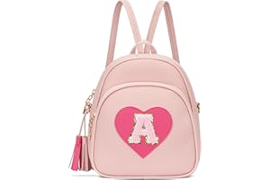 CLOUDWINGS Girls Initial Mini Backpack Gifts for Kid Toddler Little Girl Teen Small Cute Heart Backpack Purse Preschool Kindergarten Bookbag，Pink-A