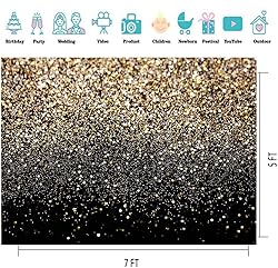 CYLYH 7X5ft Black and Gold Backdrop Golden Spots