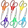 Scissors, Hnncugty 8" Scissors All Purpose Bulk Set of 6-Pack, Sharp Shears for Office School Supplies Student Teacher Classroom Desk Home Art Craft Sewing Fabric, Comfort Grip, Right/Left Handed