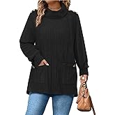 Siddhe Plus Size Turtleneck Tops for Women High Neck Long Sleeve Tunic with Pockets Fall Winter Sweater XL-5XL